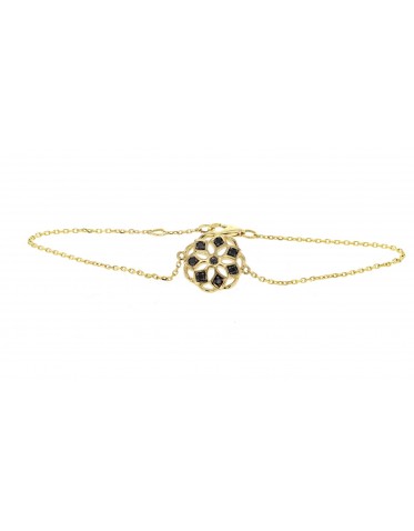 Bracelet flower with black diamonds in 18 K gold