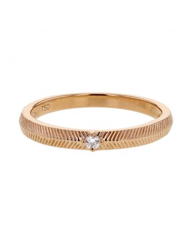 Vintage style fish-bone pattern solitaire ring in 18 K gold